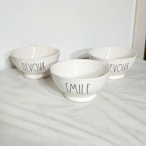 GUC Set of 3 Rae Dunn artisan collection white & black ice cream cereal Bowls
